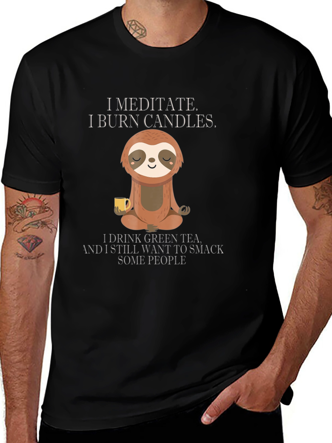 Variant 21 of Meditating Sloth Graphic T-Shirt - Funny Relaxed Zen Tee