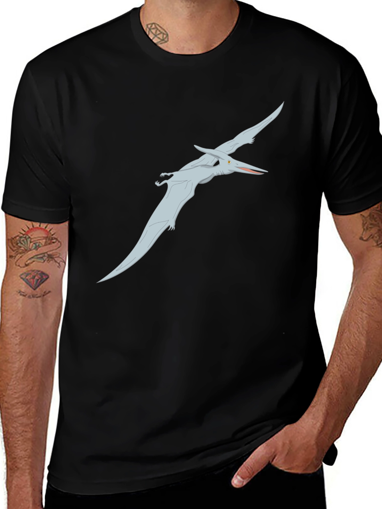Variant 18 of Pterodactyl Graphic Tee - Black Cotton Shirt