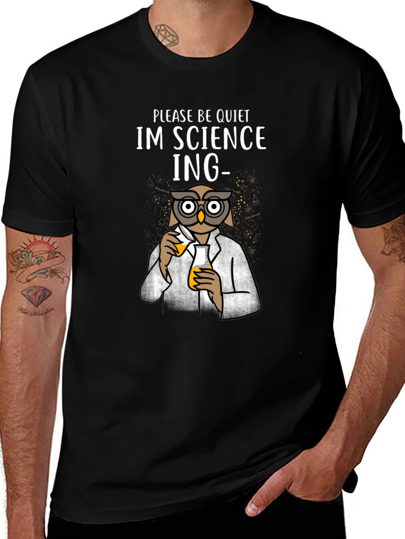 Variant 7 of Science Owl T-Shirt - Please Be Quiet, I'm Sciencing