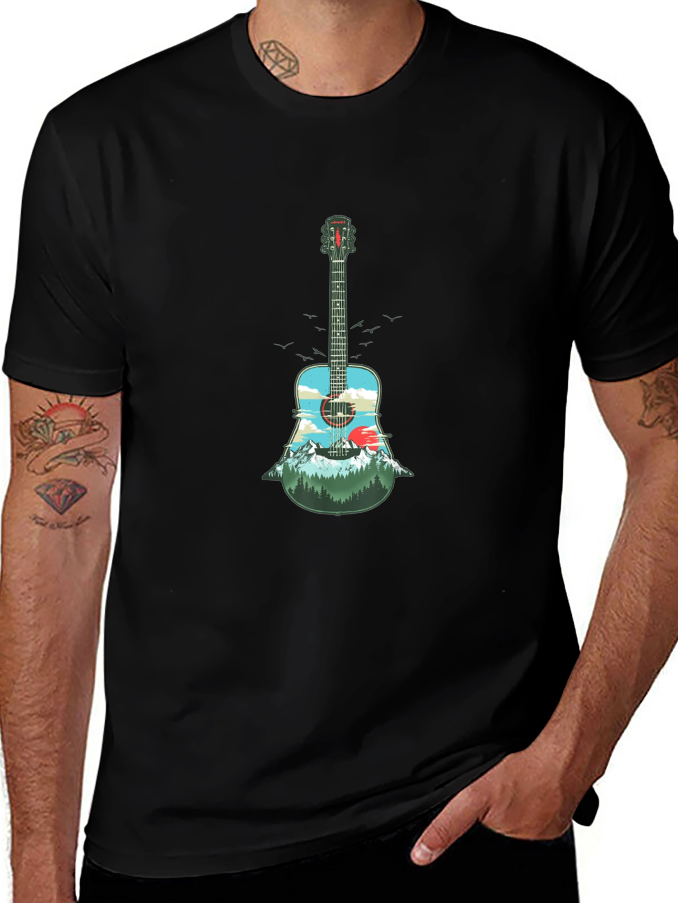 Variant 21 of Guitar Landscape Graphic Tee - Black