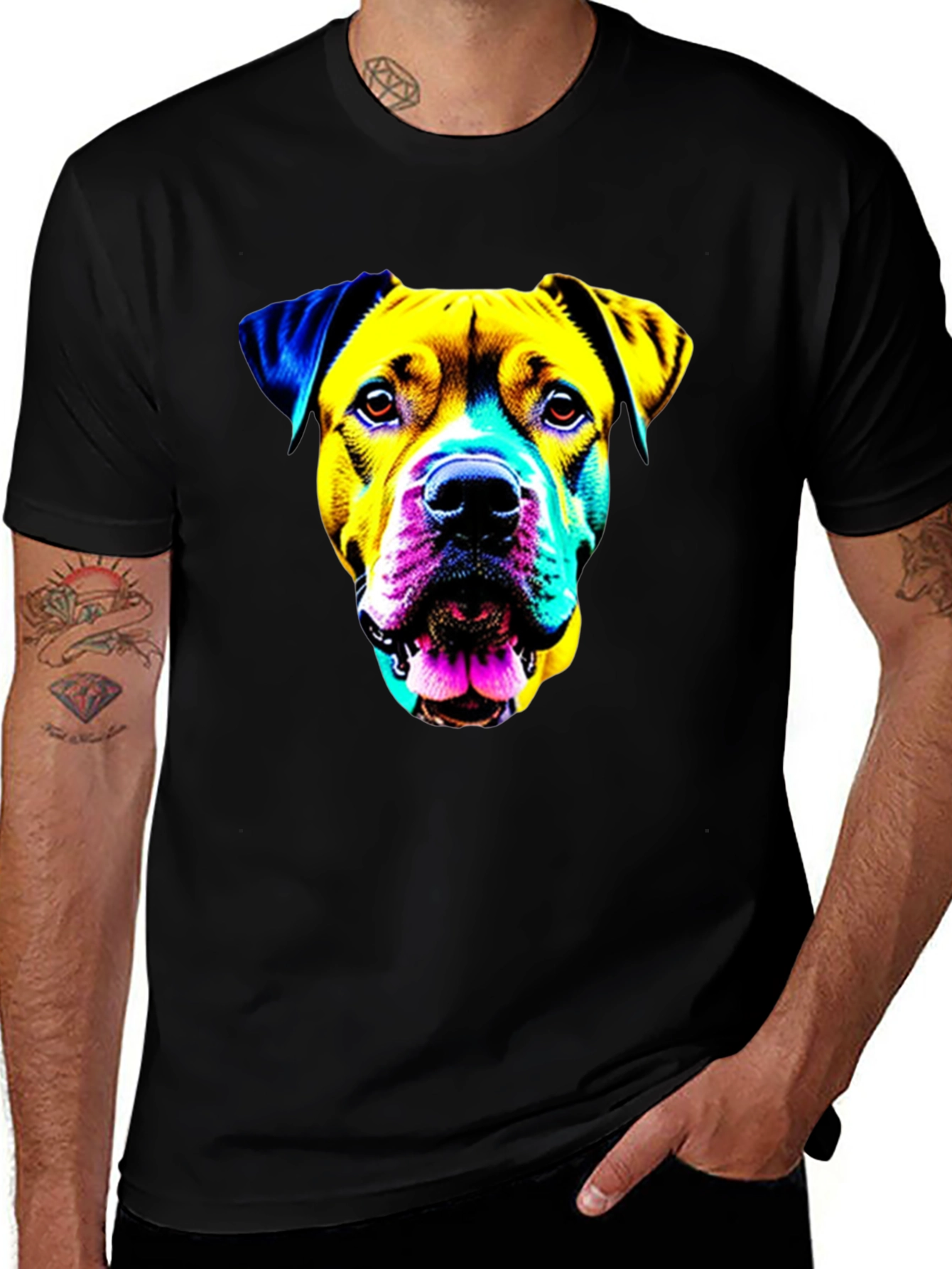 Variant 29 of Dog Pop Art T-Shirt - Black Graphic Tee