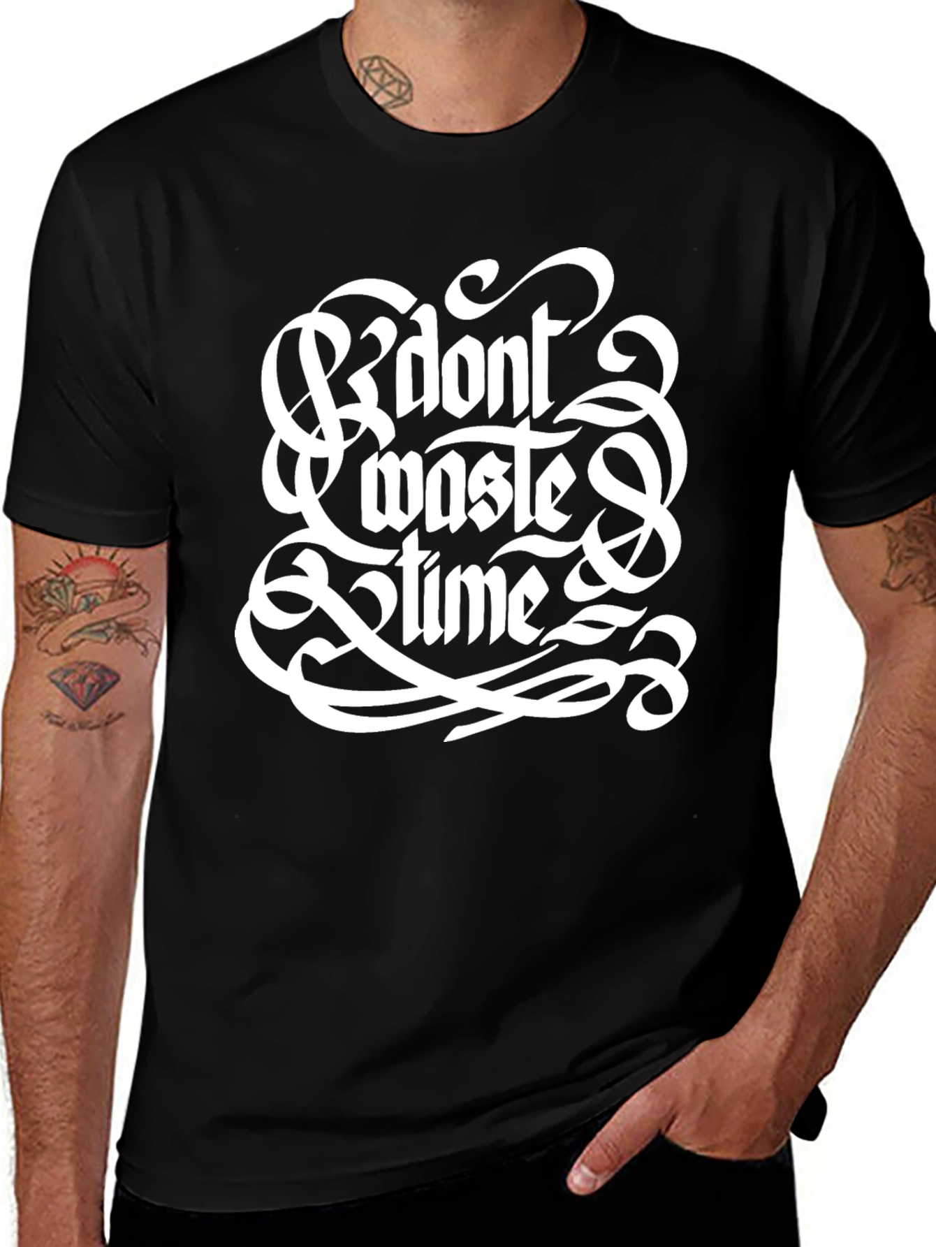 Variant 3 of Don't Waste Time Black Graphic Tee