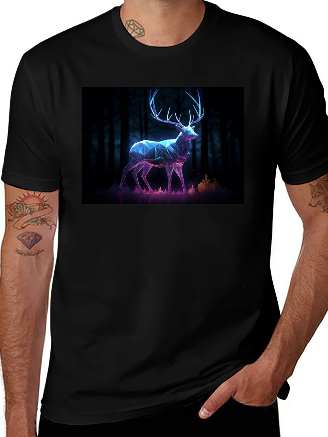 Variant 9 of Geometric Stag Graphic Tee - Modern Style