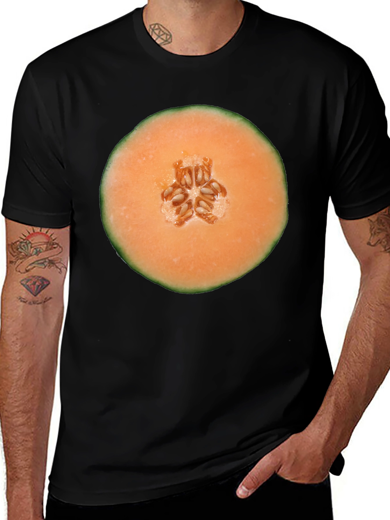 Variant 20 of Melon Slice Graphic T-Shirt - Unisex Black Tee
