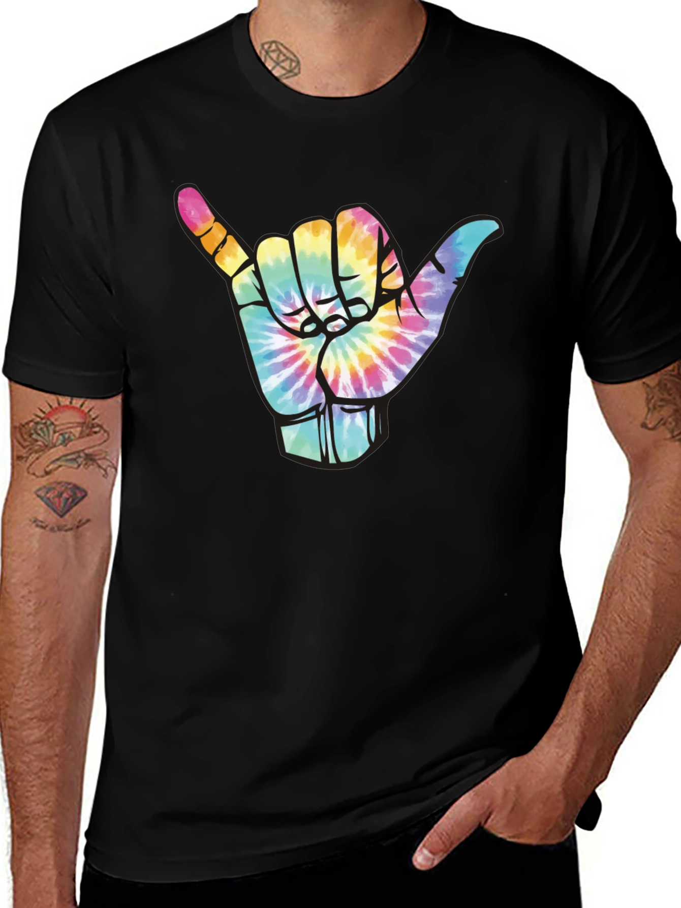 Variant 5 of Tie-Dye Shaka Hand Sign Graphic T-Shirt