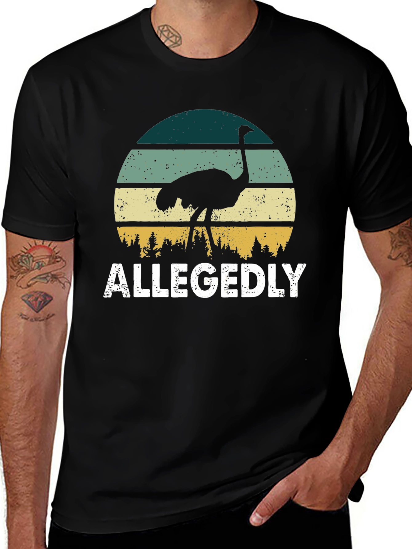 Variant 20 of Allegedly Ostrich Retro Graphic T-Shirt