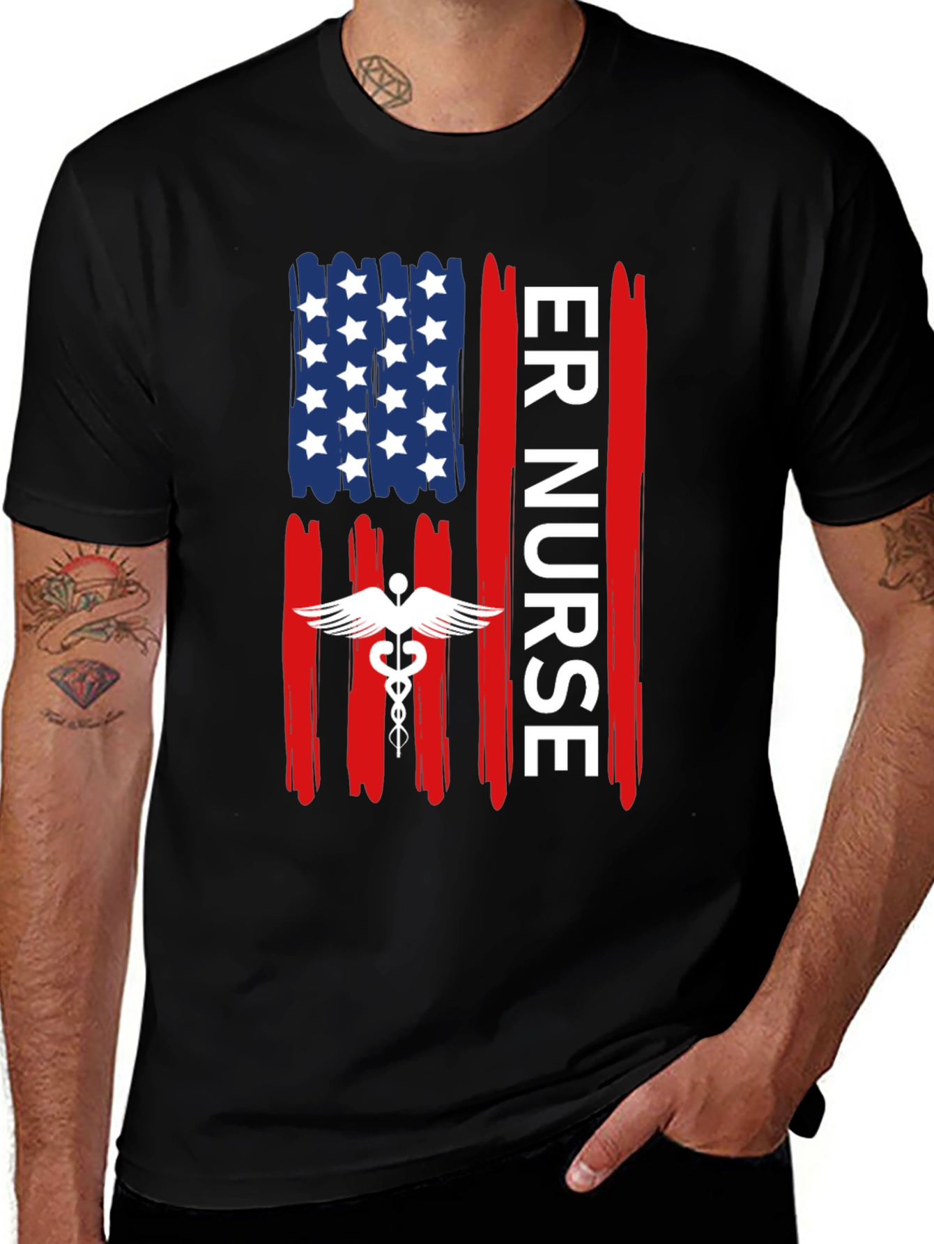 ER Nurse American Flag Graphic Tee