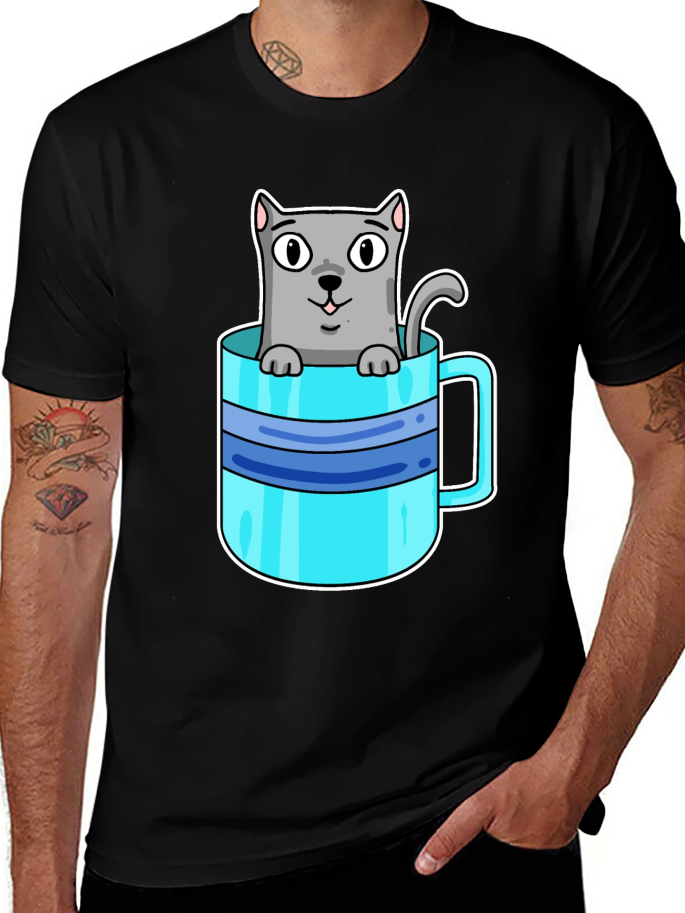 Variant 7 of Cute Cat in a Cup Graphic T-Shirt