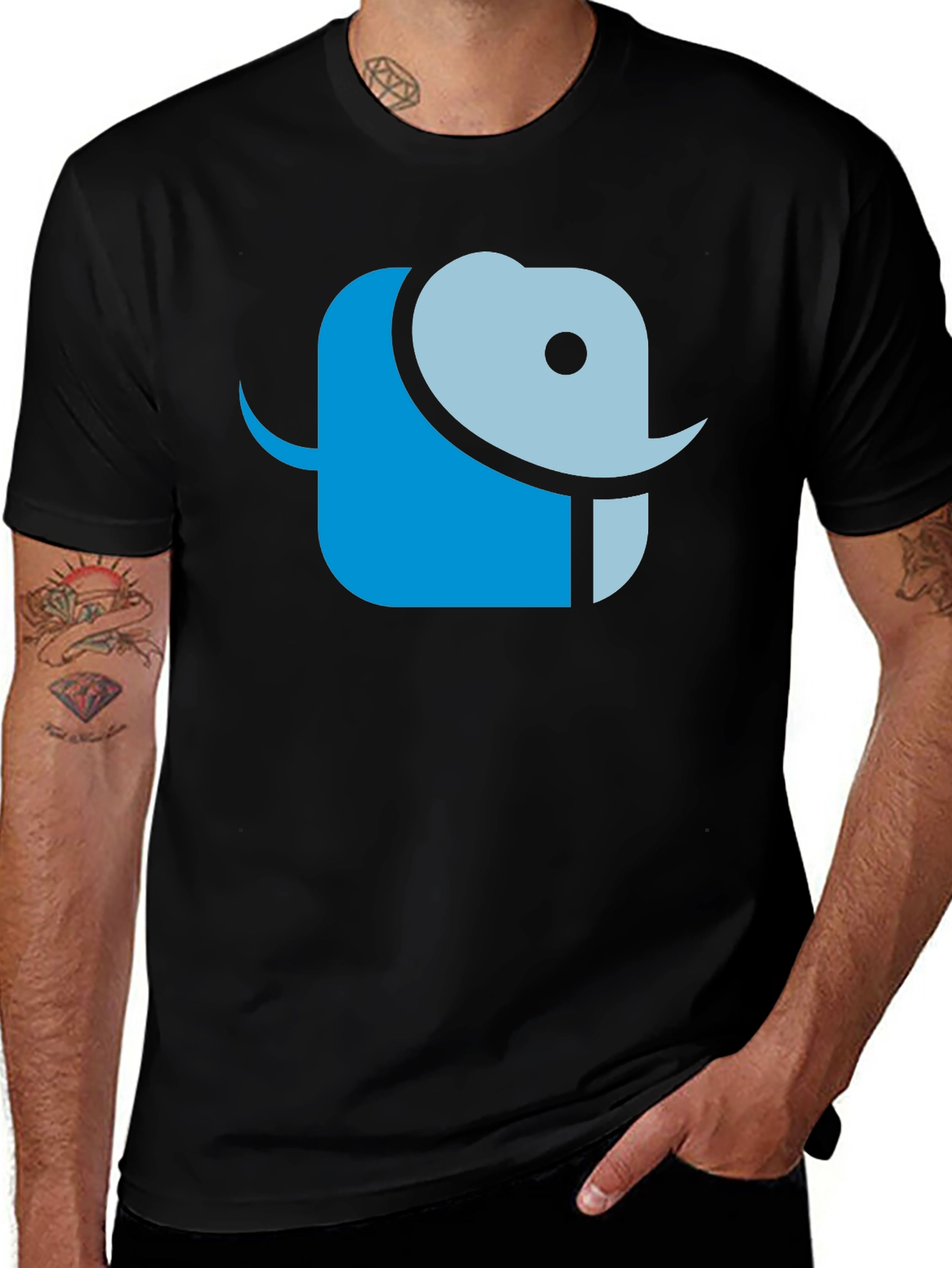 Variant 21 of Abstract Elephant Graphic Tee - Black Cotton T-Shirt