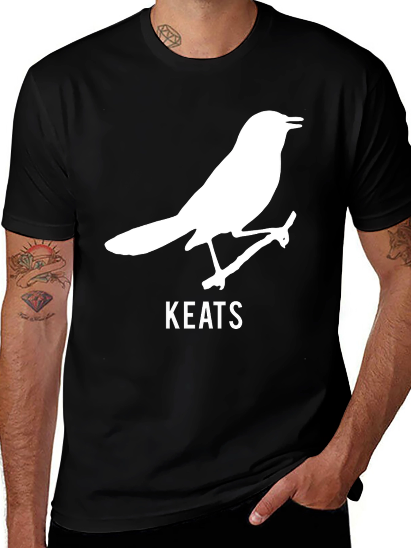 Keats Bird Black T-Shirt - Literary Apparel