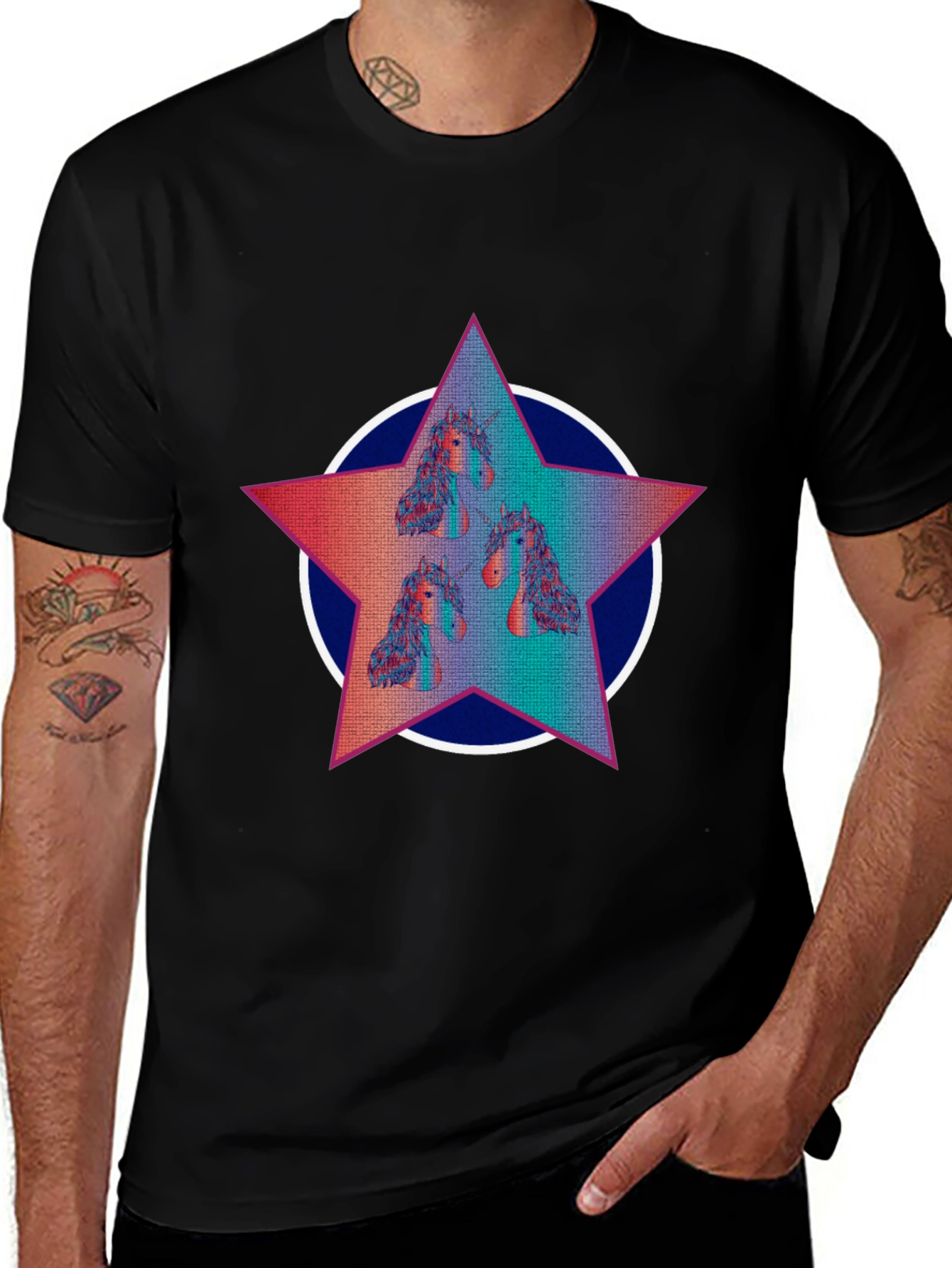 Black Unicorn Star Graphic Tee - Black main image
