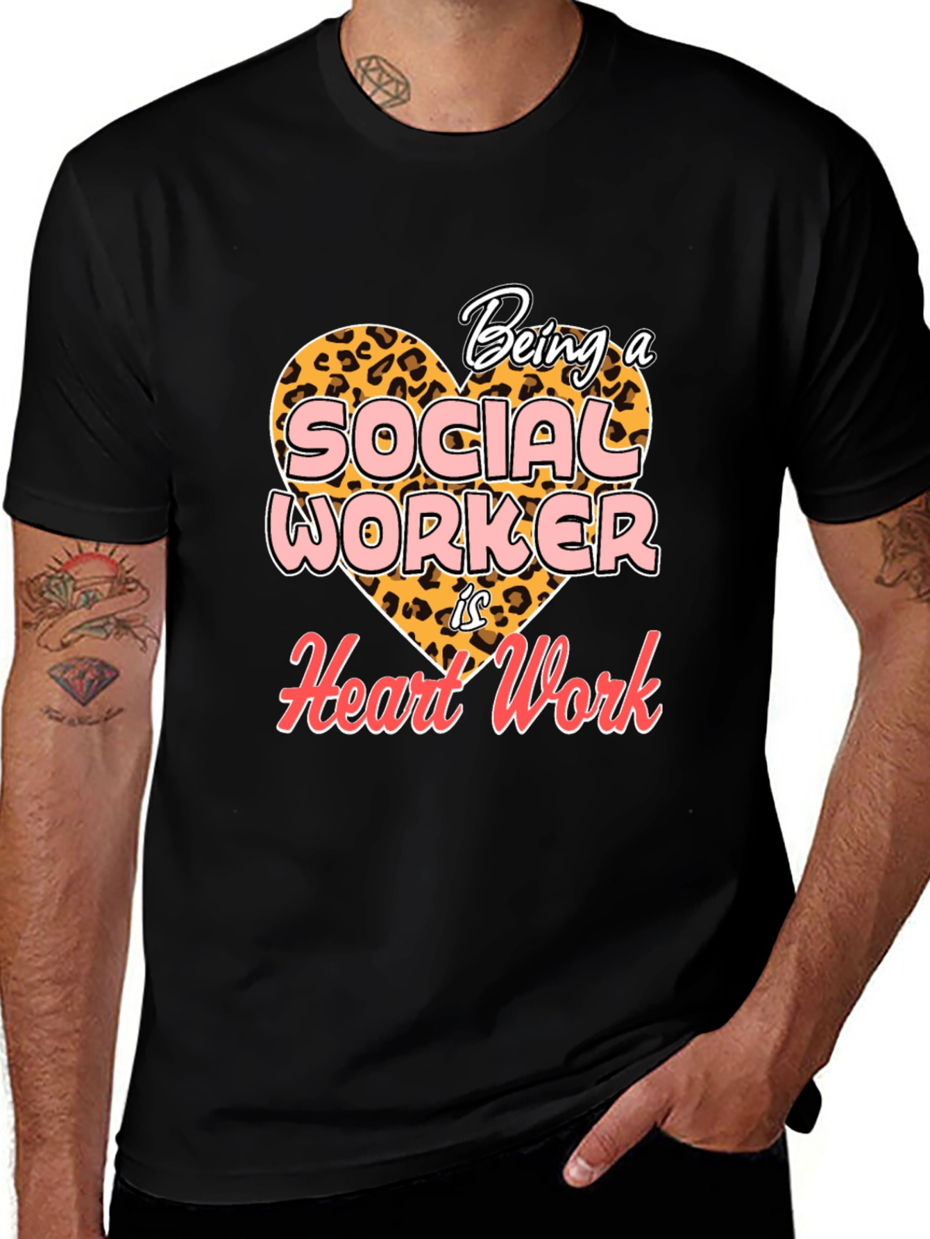 Variant 26 of Social Worker Heart Work T-Shirt - Black
