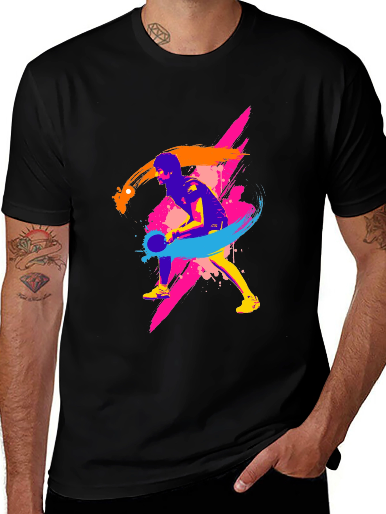 Variant 11 of Vibrant Table Tennis Player Graphic T-Shirt