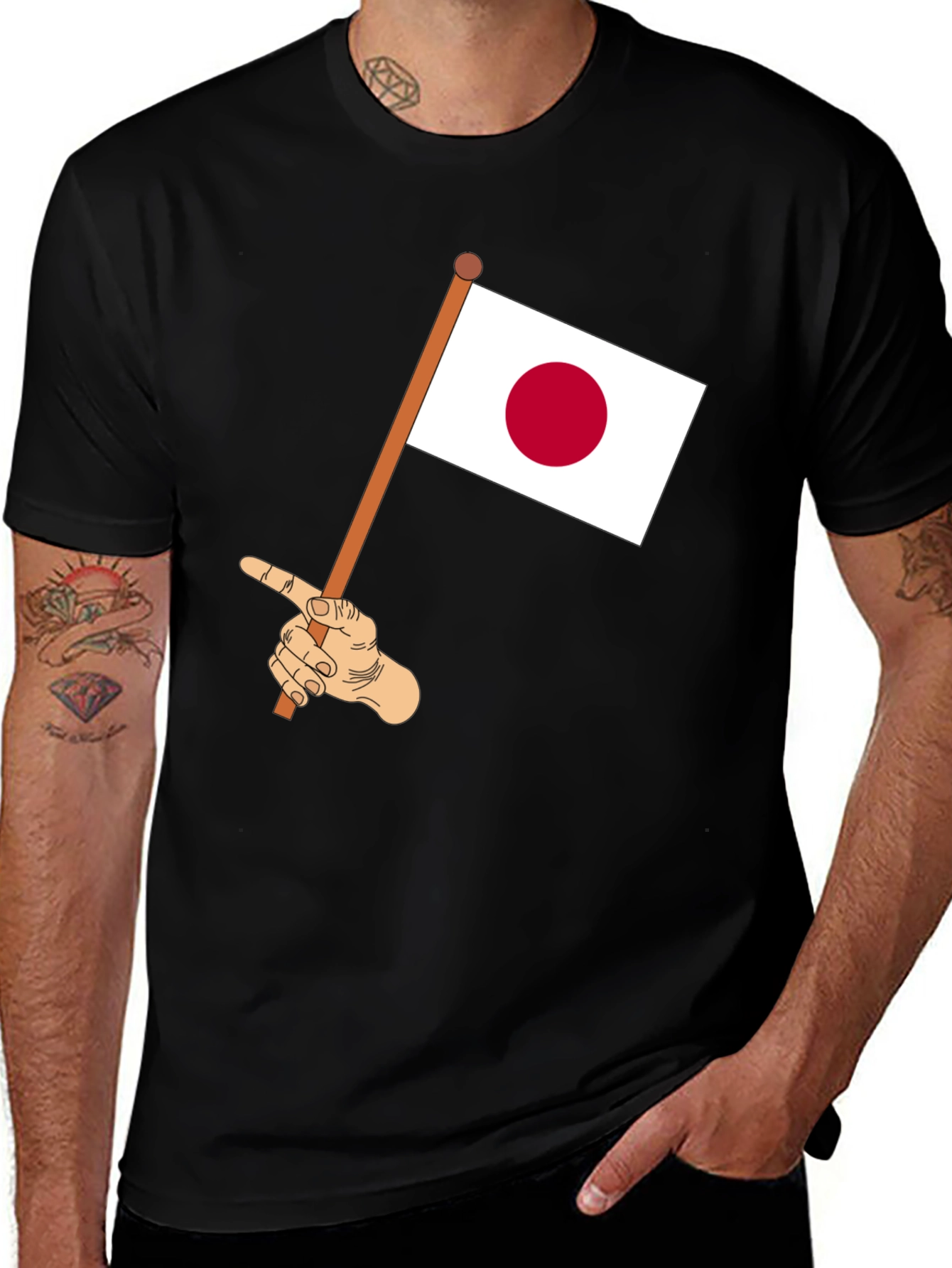 Japan Flag Waving Tee - Unique Graphic T-Shirt