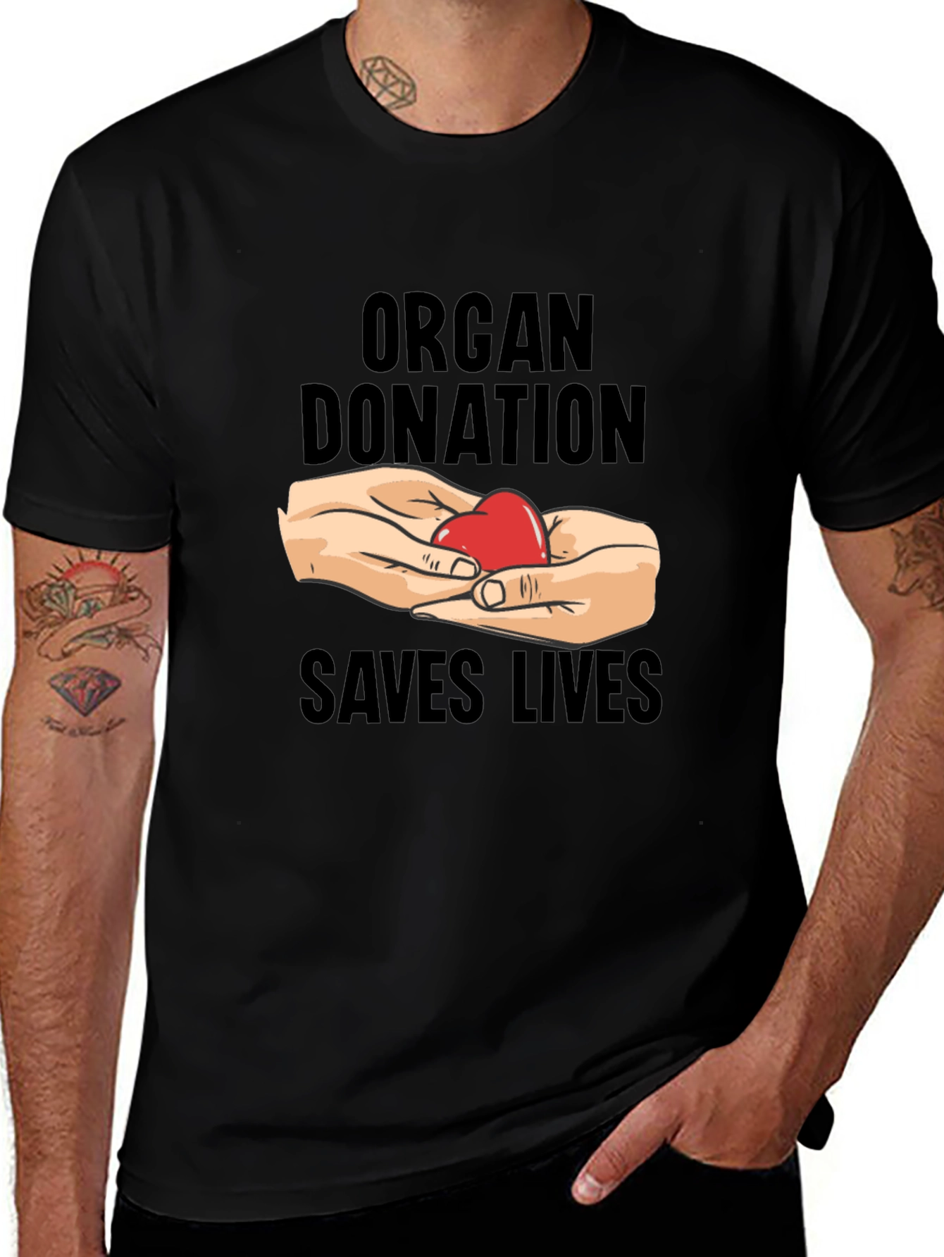 Variant 26 of Organ Donation Saves Lives T-Shirt - Black