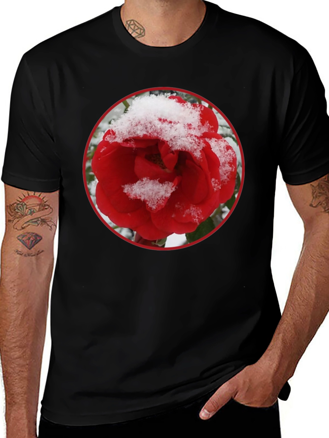 Variant 12 of Red Rose in Snow Graphic T-Shirt