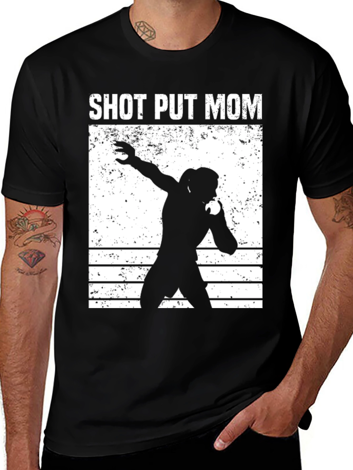 Black Shot Put Mom Black T-Shirt main image