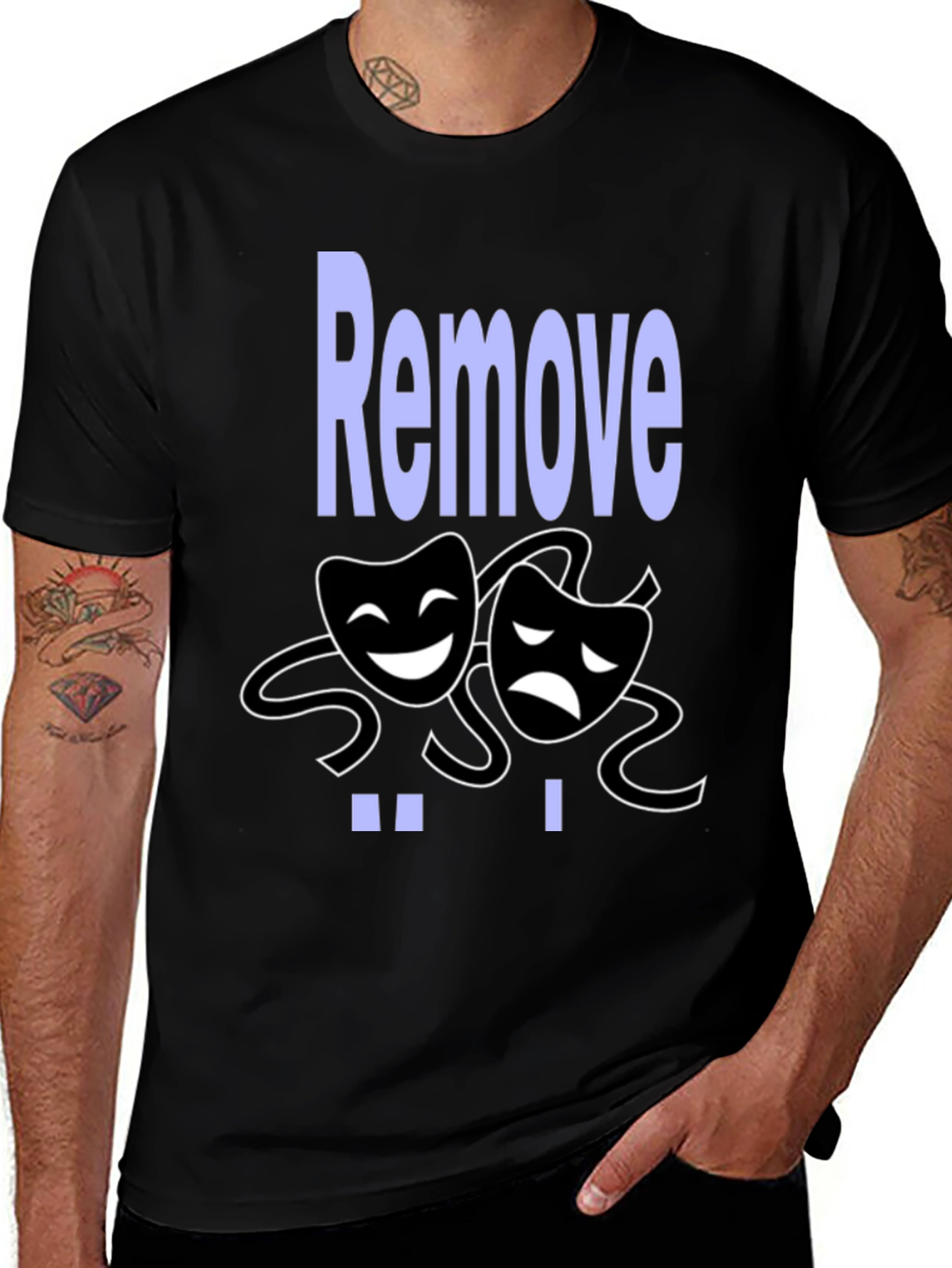 Variant 20 of Comedy Tragedy Graphic Tee - Remove Drama Black T-Shirt
