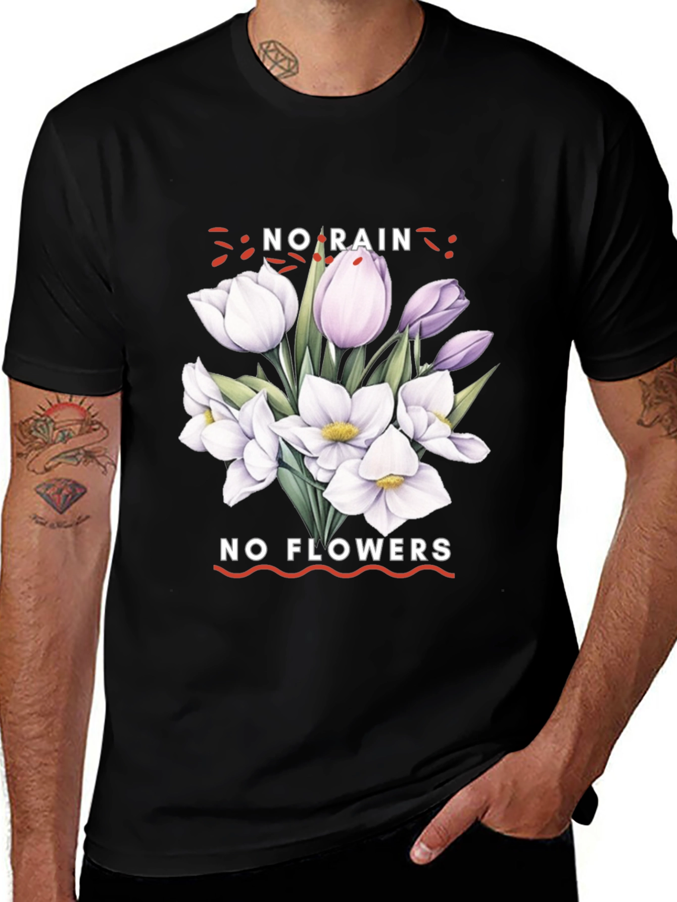 Variant 2 of No Rain No Flowers Graphic Tee - Black