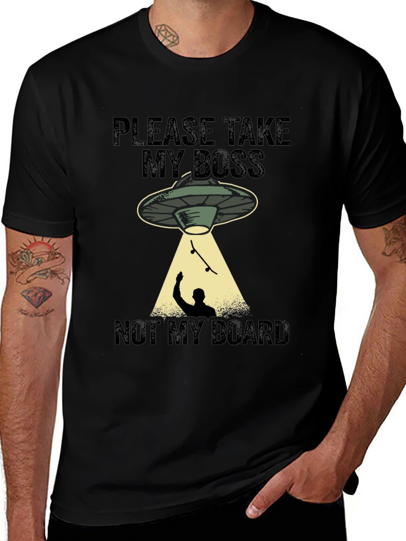 Variant 17 of Funny Alien Abduction Skateboarder Graphic T-Shirt