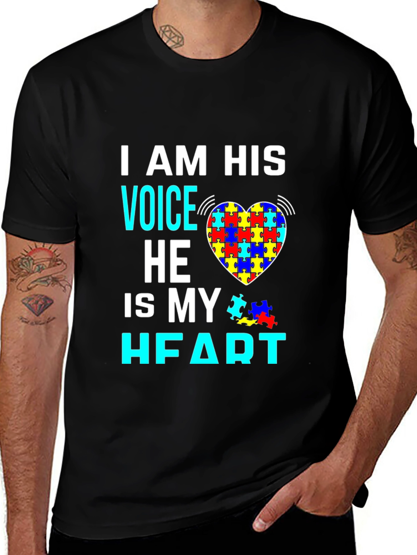 Variant 10 of Autism Awareness T-Shirt - I am His Voice, He is My Heart