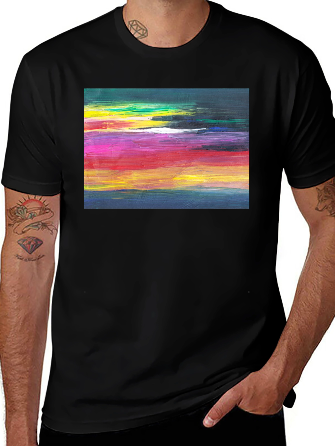 Variant 11 of Abstract Art Graphic Tee - Black Crew Neck