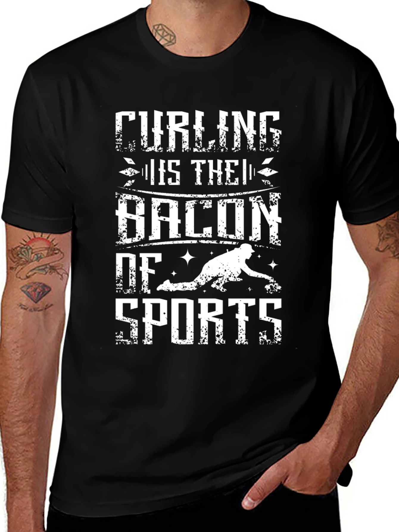 Variant 21 of Curling is the Bacon of Sports Graphic T-Shirt