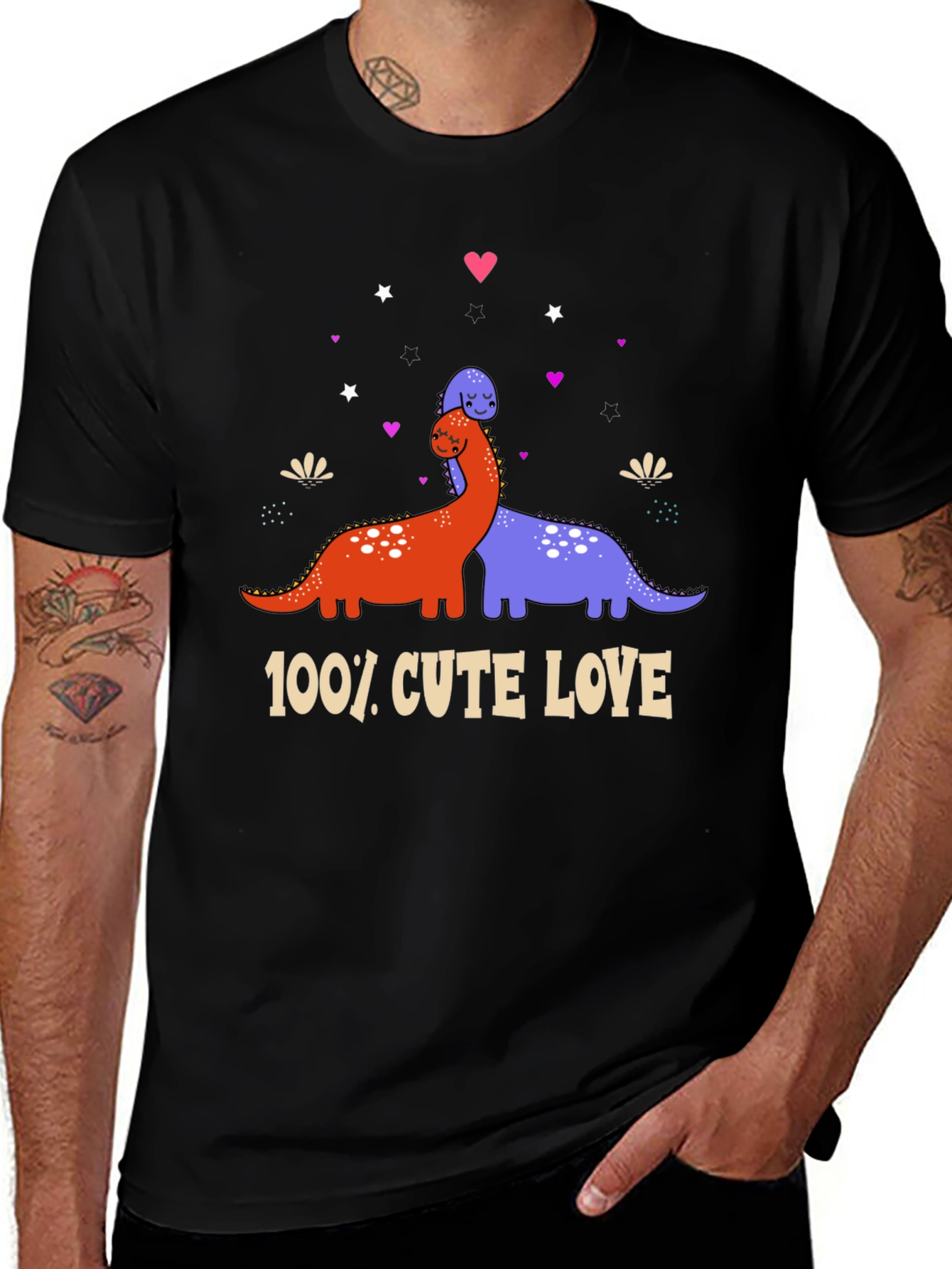 Variant 29 of Cute Dinosaur 100% Love Graphic T-Shirt