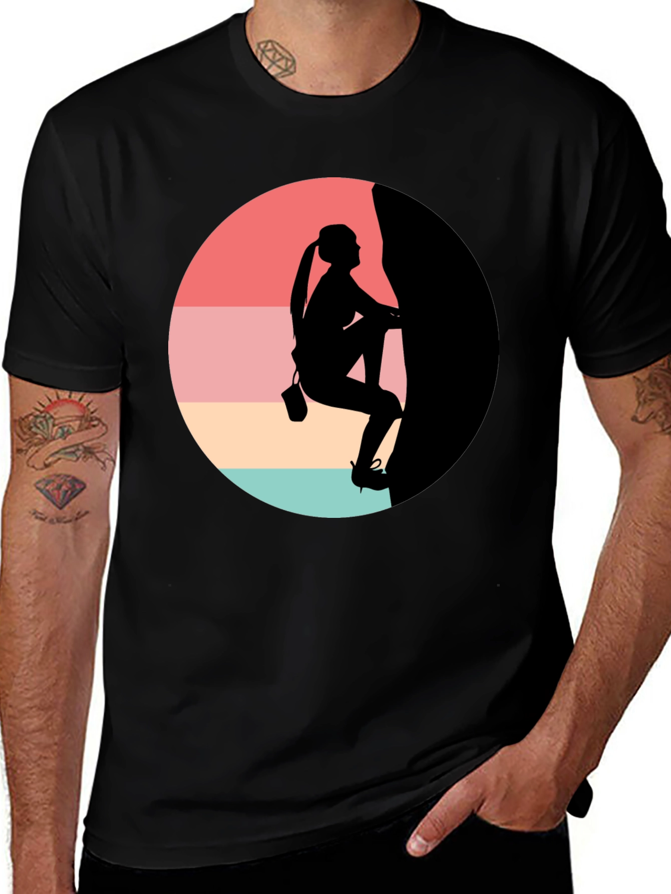Climber Silhouette Tee - Retro Style