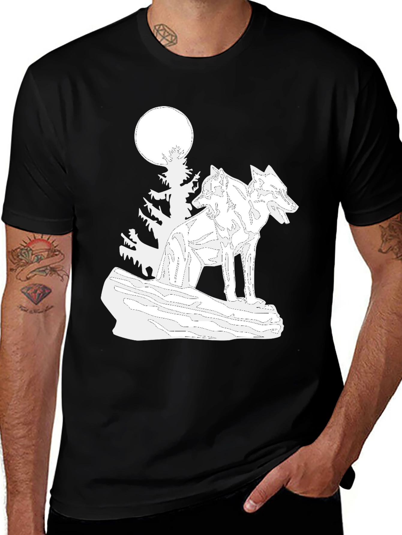 Men's Black Cerberus Moon Graphic Tee