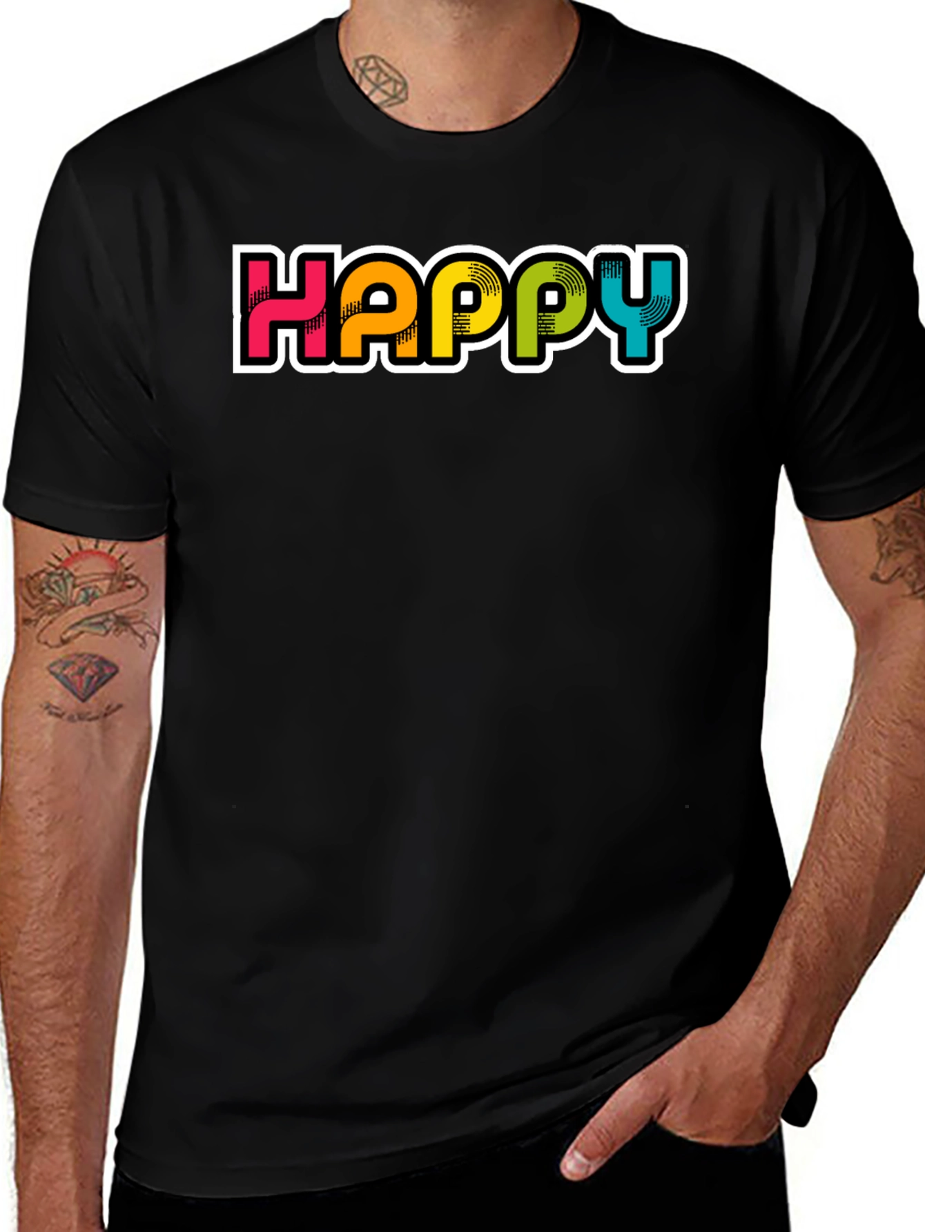 Variant 30 of Happy Graphic Tee - Men's Short Sleeve Crew Neck T-Shirt