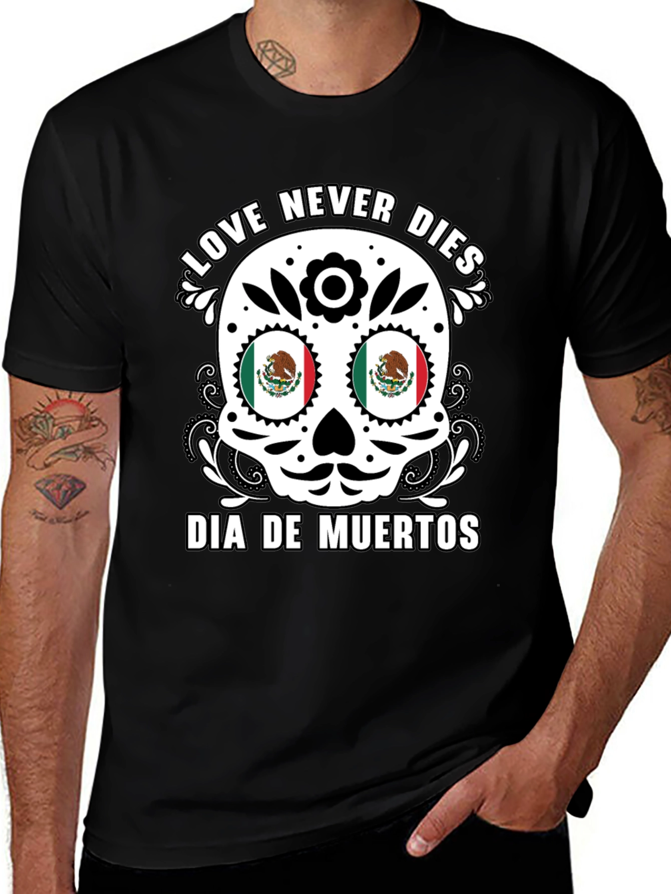 Dia de Muertos Skull T-Shirt - Love Never Dies