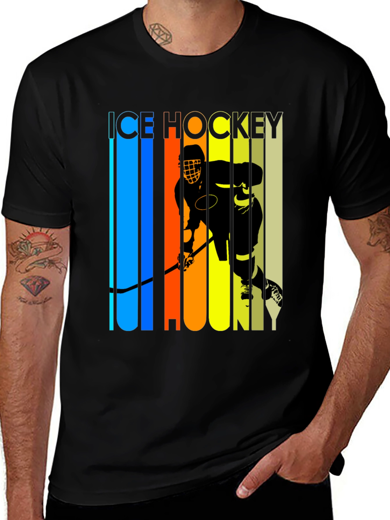 Variant 25 of Ice Hockey Graphic Tee - Retro Style Black T-Shirt