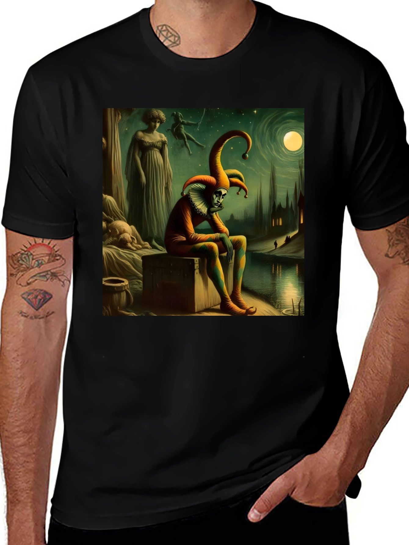 Variant 29 of Brooding Jester Graphic Tee - Unique Art T-Shirt