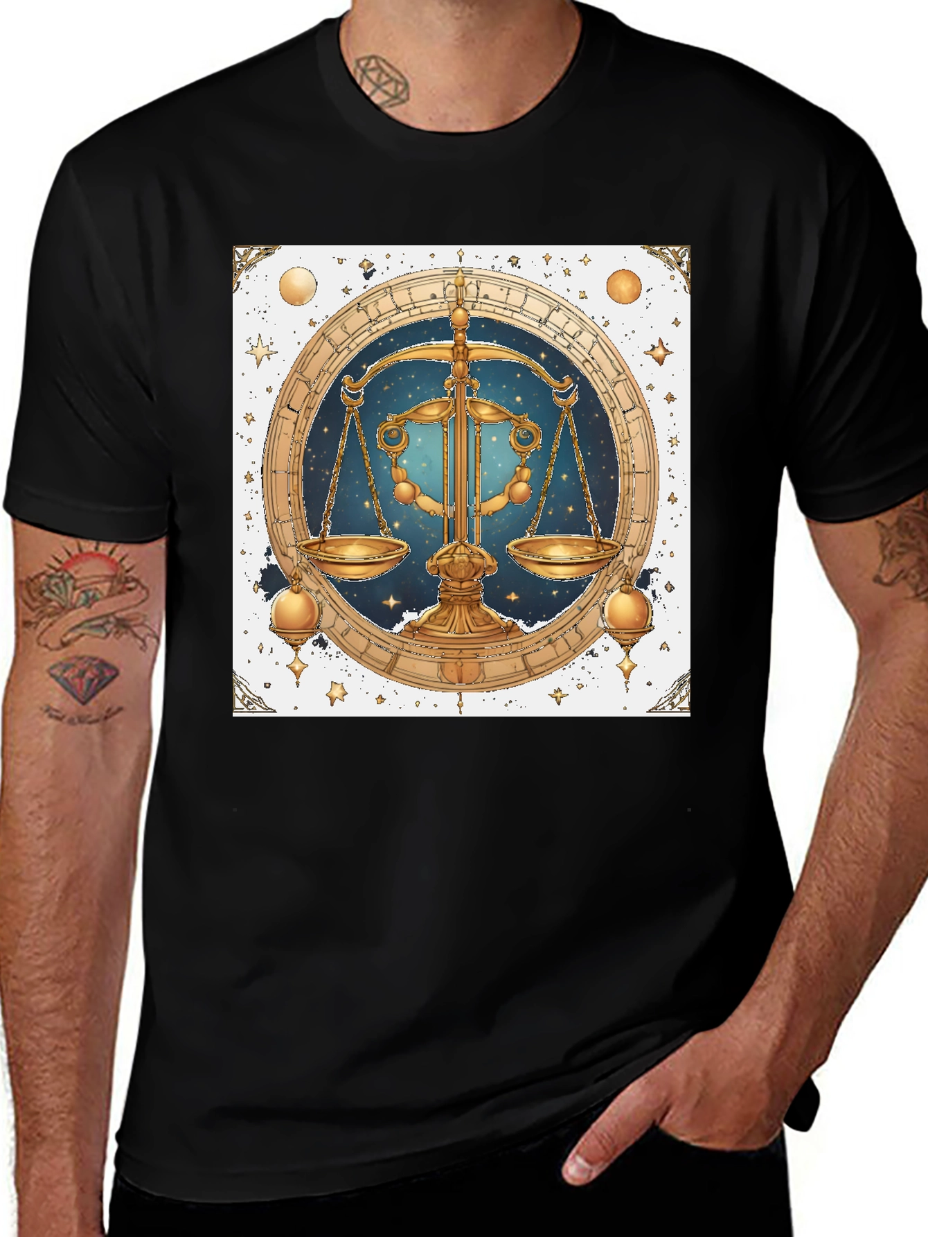 Libra Zodiac Graphic Tee - Stylish Black Shirt