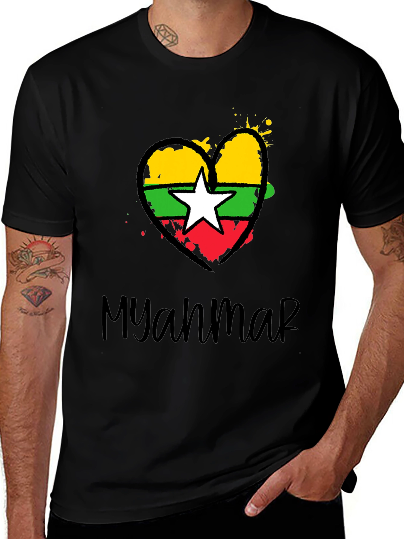 Myanmar Flag Heart T-Shirt - Stylish Graphic Tee