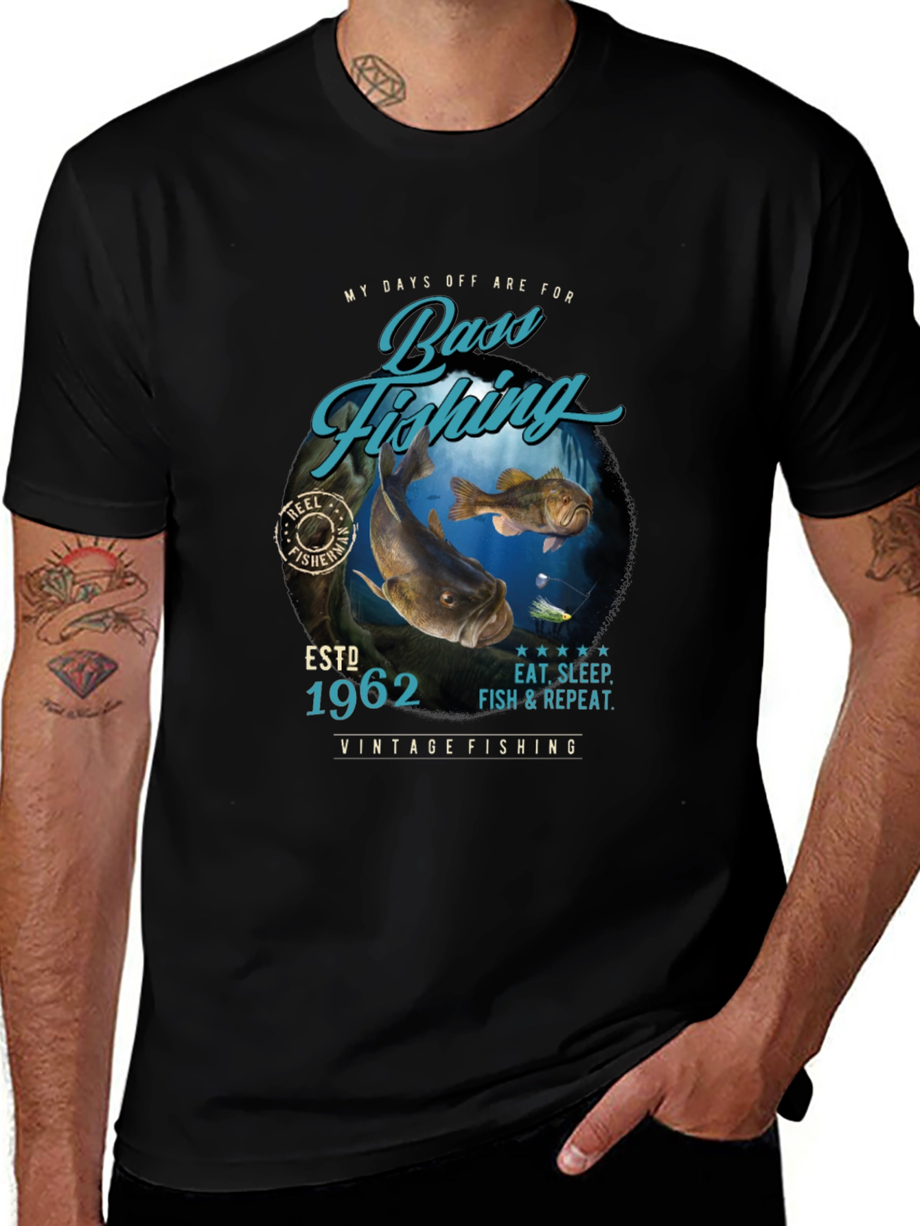 Bass Fishing Graphic T-Shirt - Est. 1962 - Vintage Style