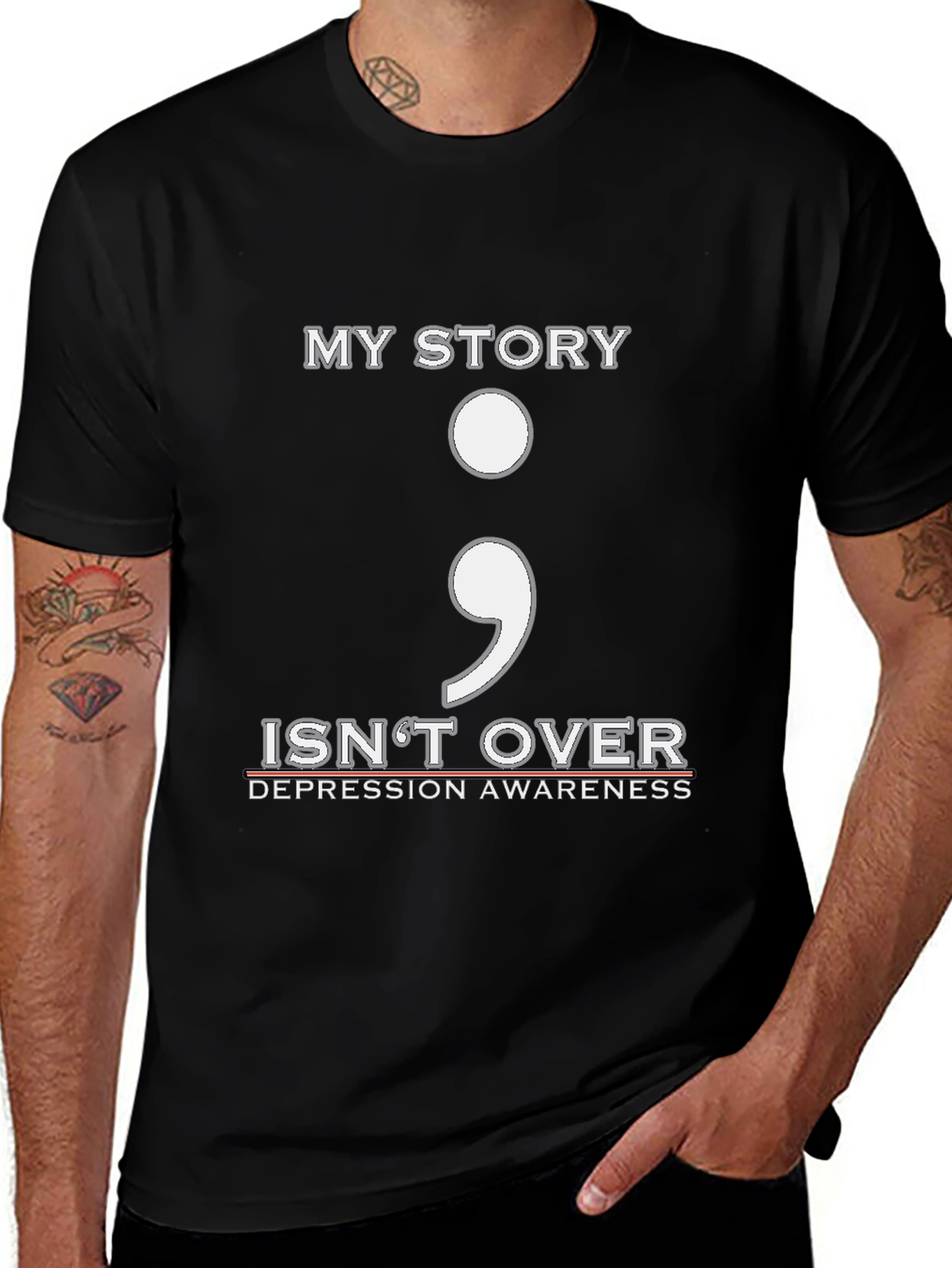 Variant 15 of My Story Isn't Over Semicolon Depression Awareness T-Shirt