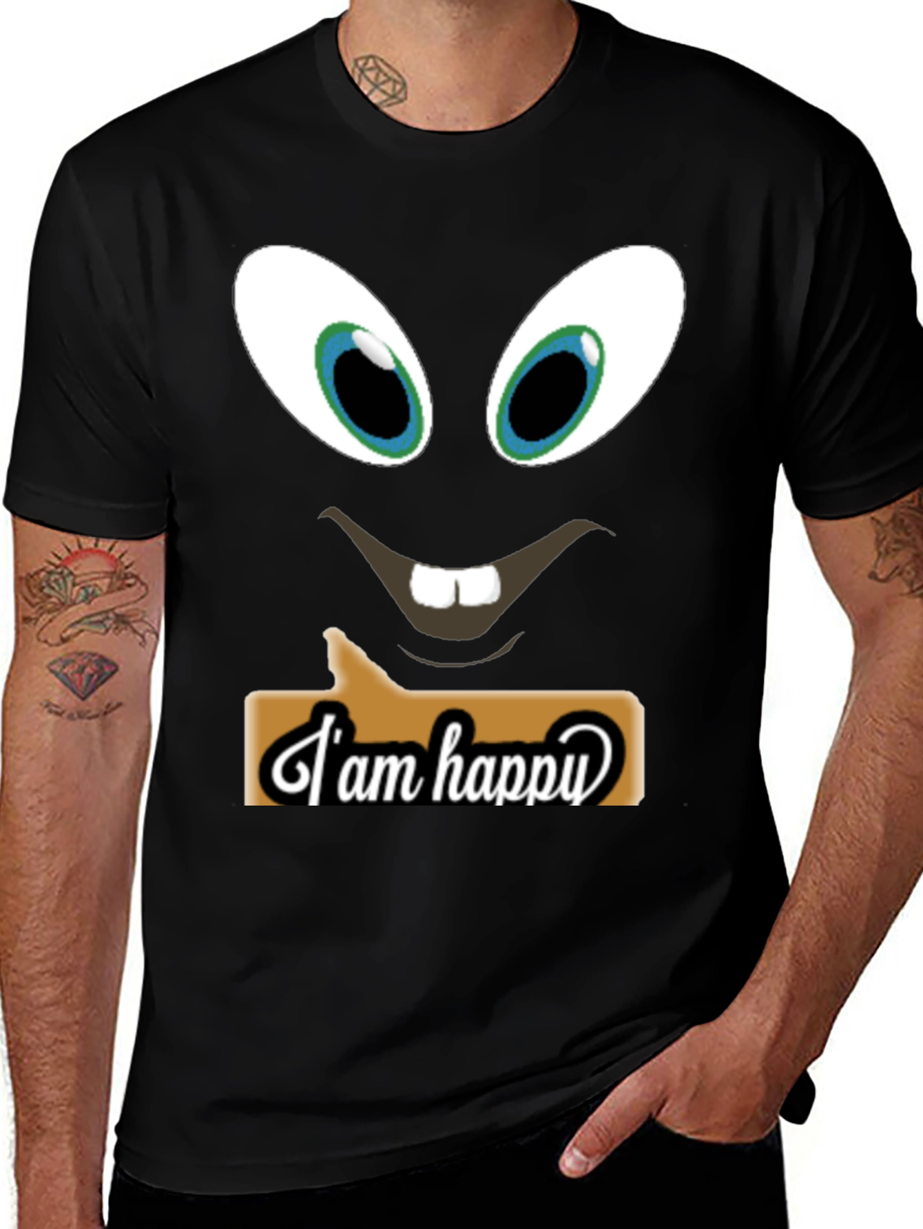 Funny Face T-Shirt - I am Happy Design