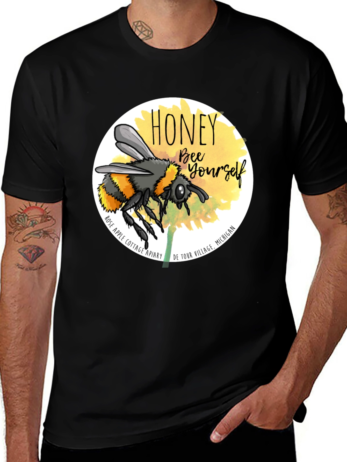 Variant 20 of Honey Bee Yourself Graphic Tee - Black