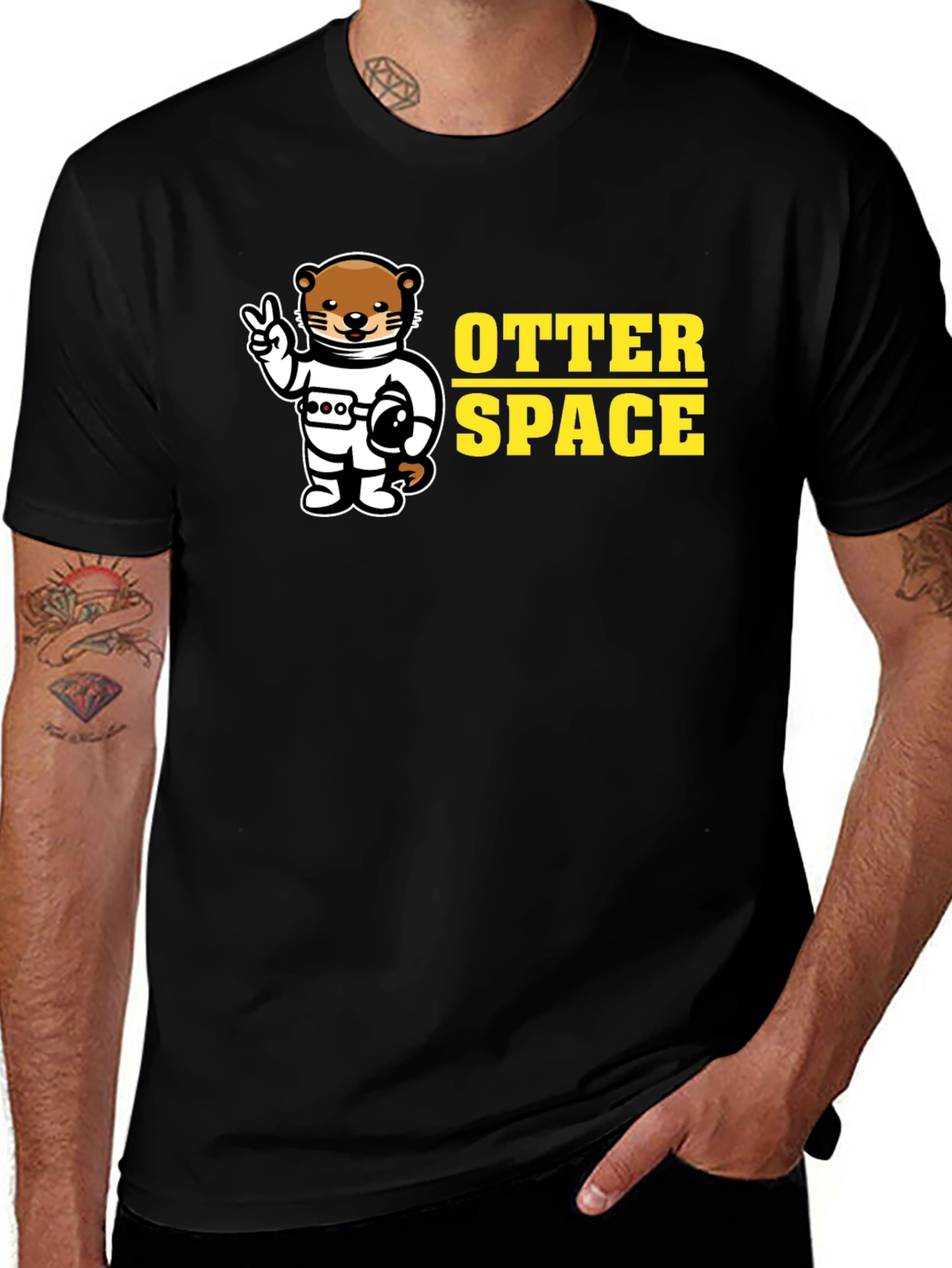Variant 2 of Otter Space Graphic T-Shirt - Black