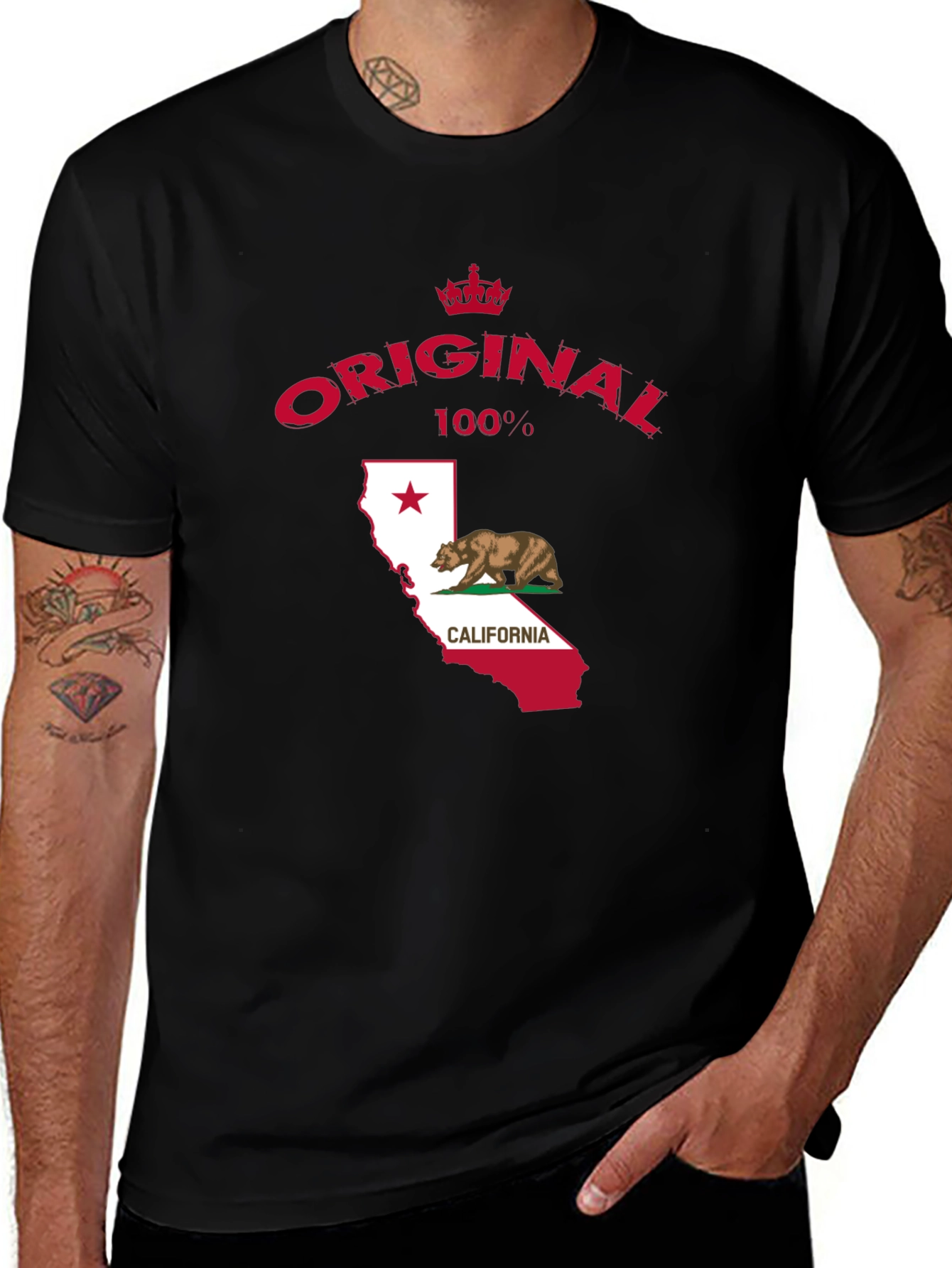 Original California Bear Flag Black T-Shirt