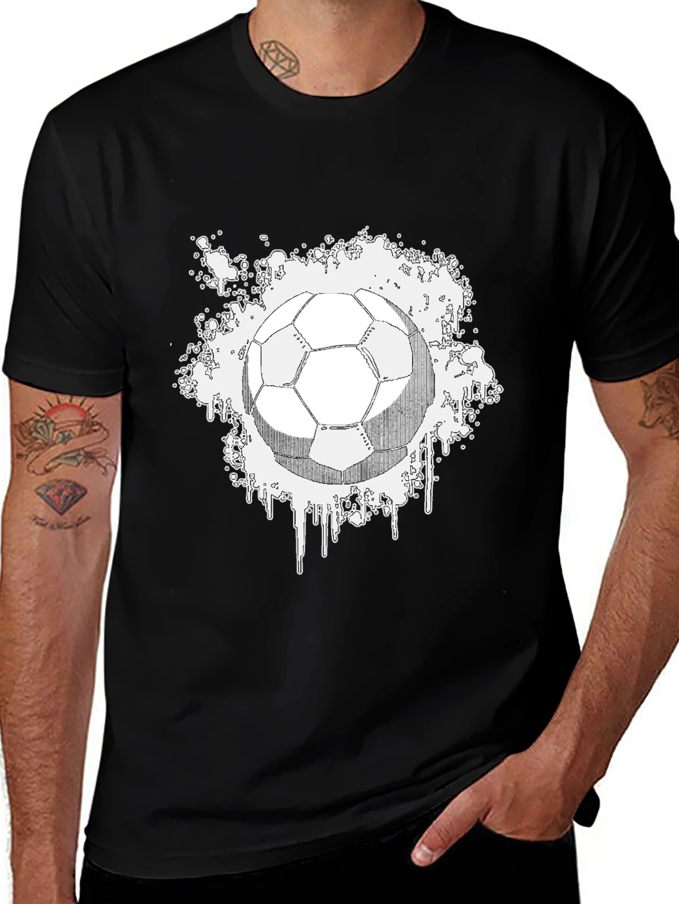 Variant 25 of Soccer Ball Graphic Black T-Shirt