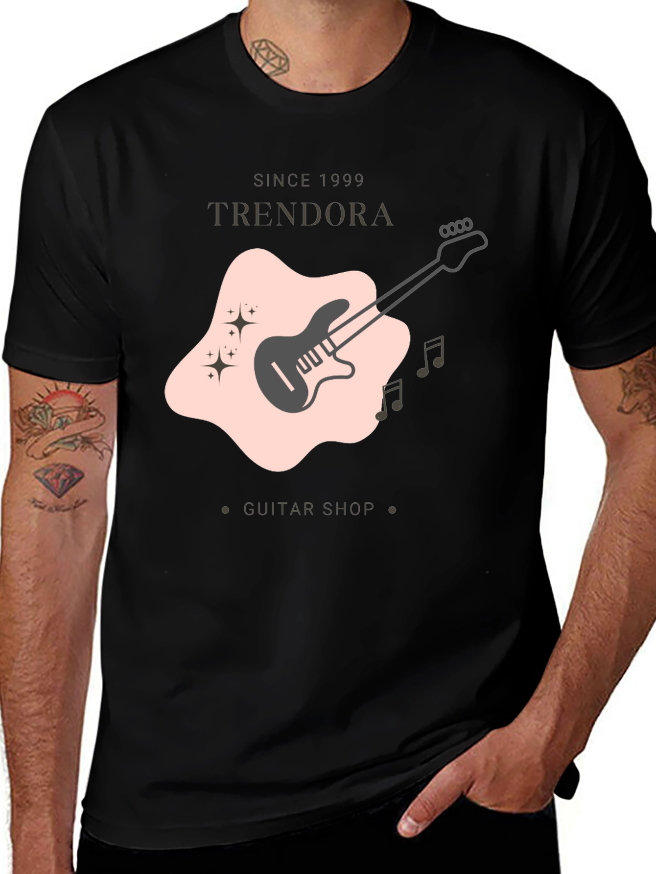 Variant 26 of Trendora Guitar Shop Black T-Shirt