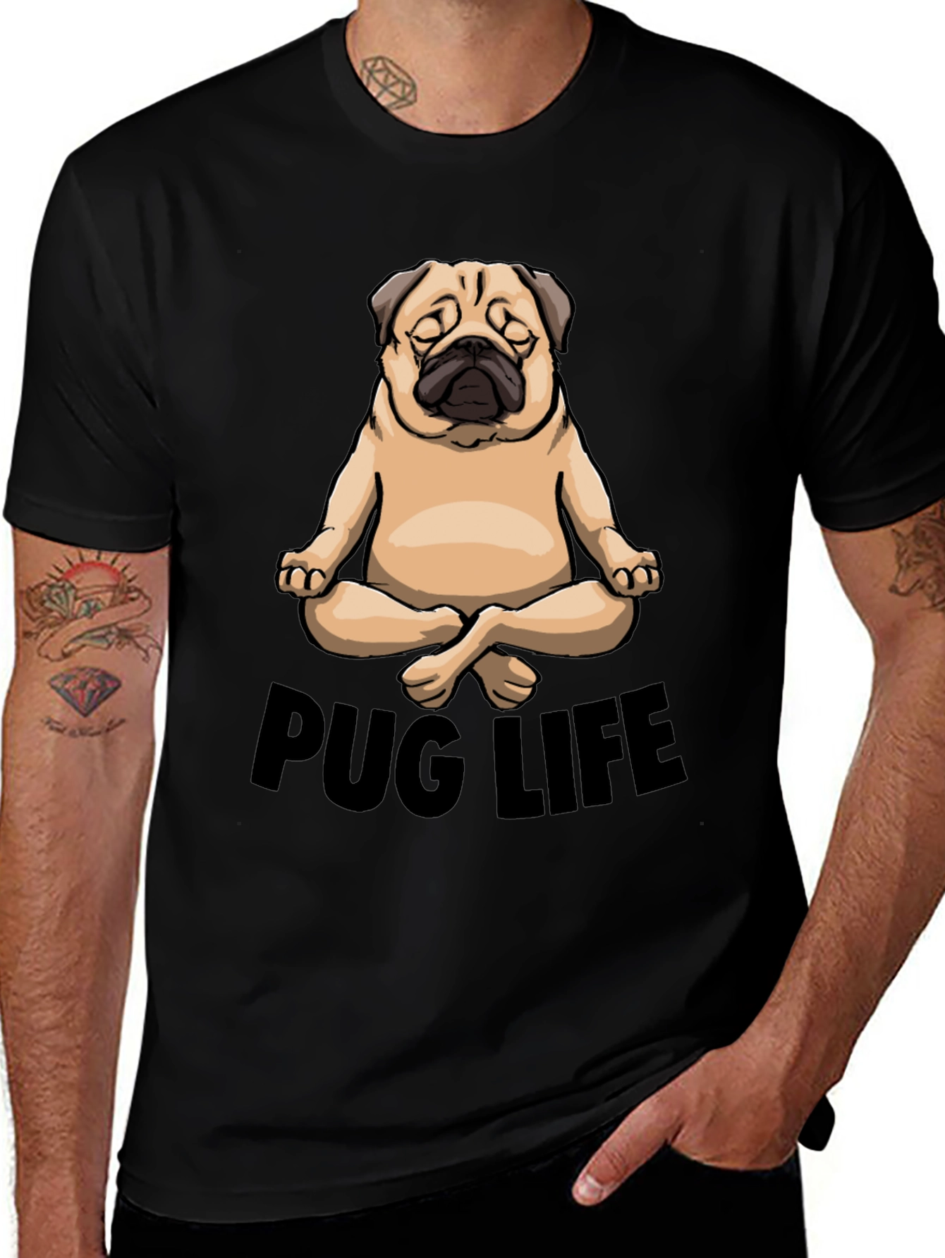 Variant 14 of Zen Pug Life T-Shirt - Meditating Dog Graphic Tee
