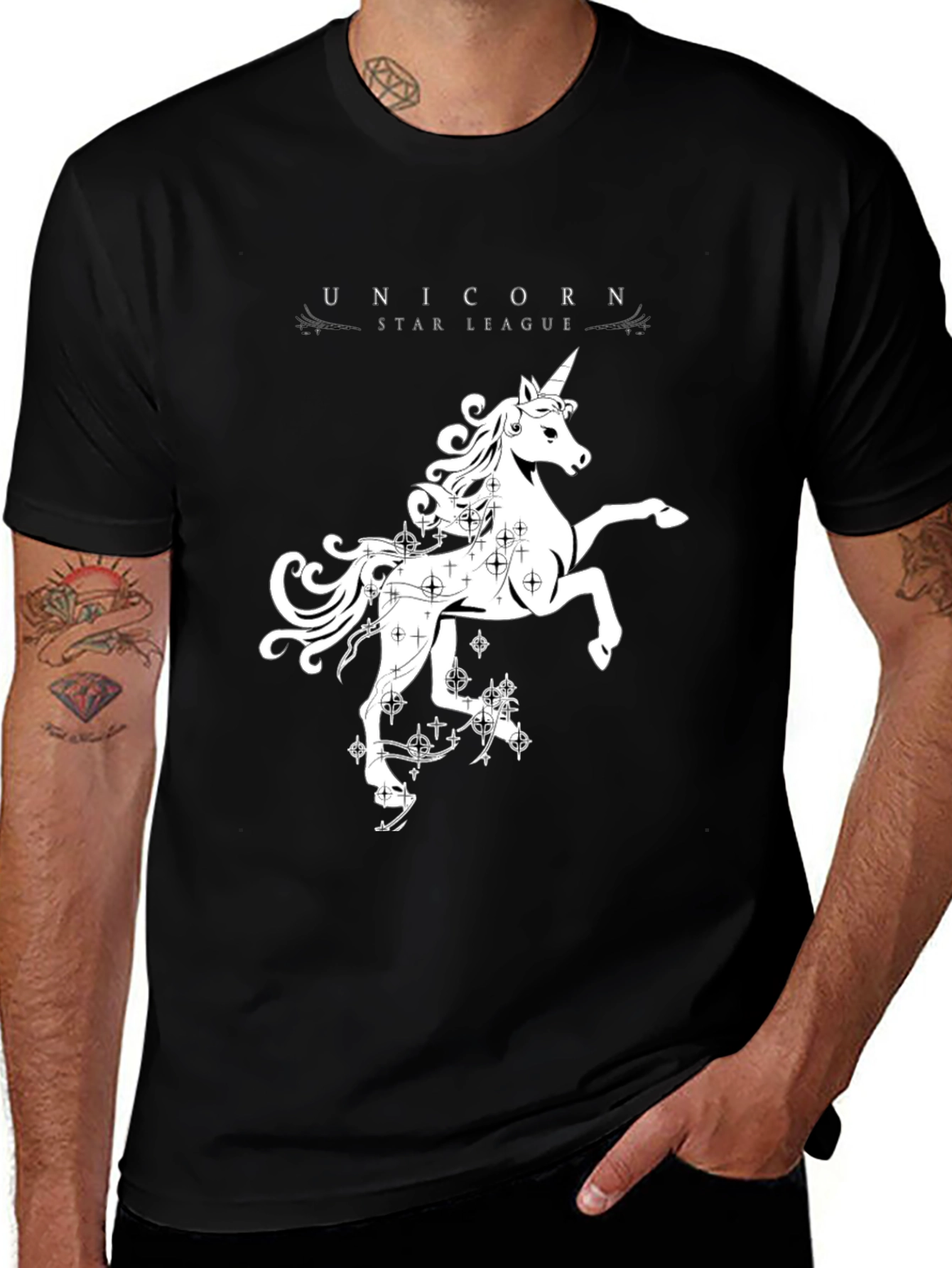 Variant 12 of Unicorn Star League Black Graphic T-Shirt