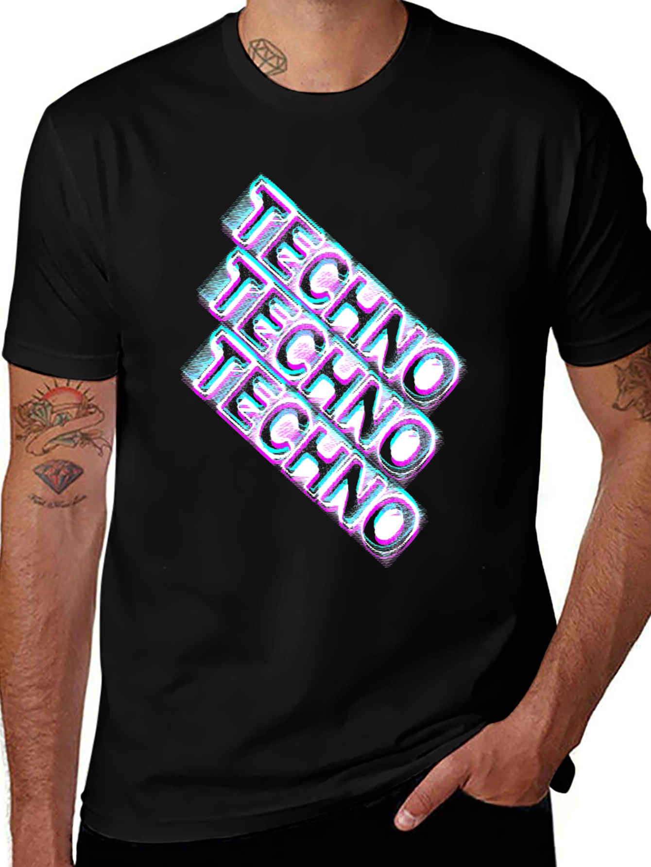 Retro Techno Glitch T-Shirt - Rave Party Tee