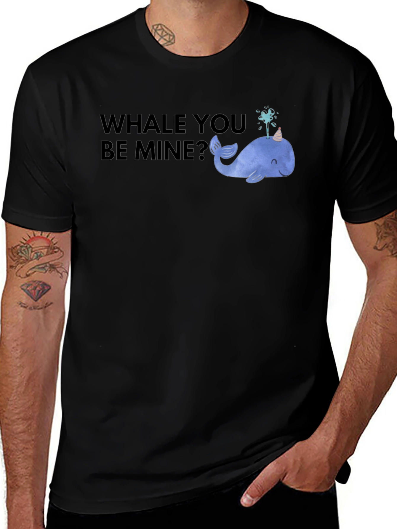Variant 28 of Whale You Be Mine? Black T-Shirt