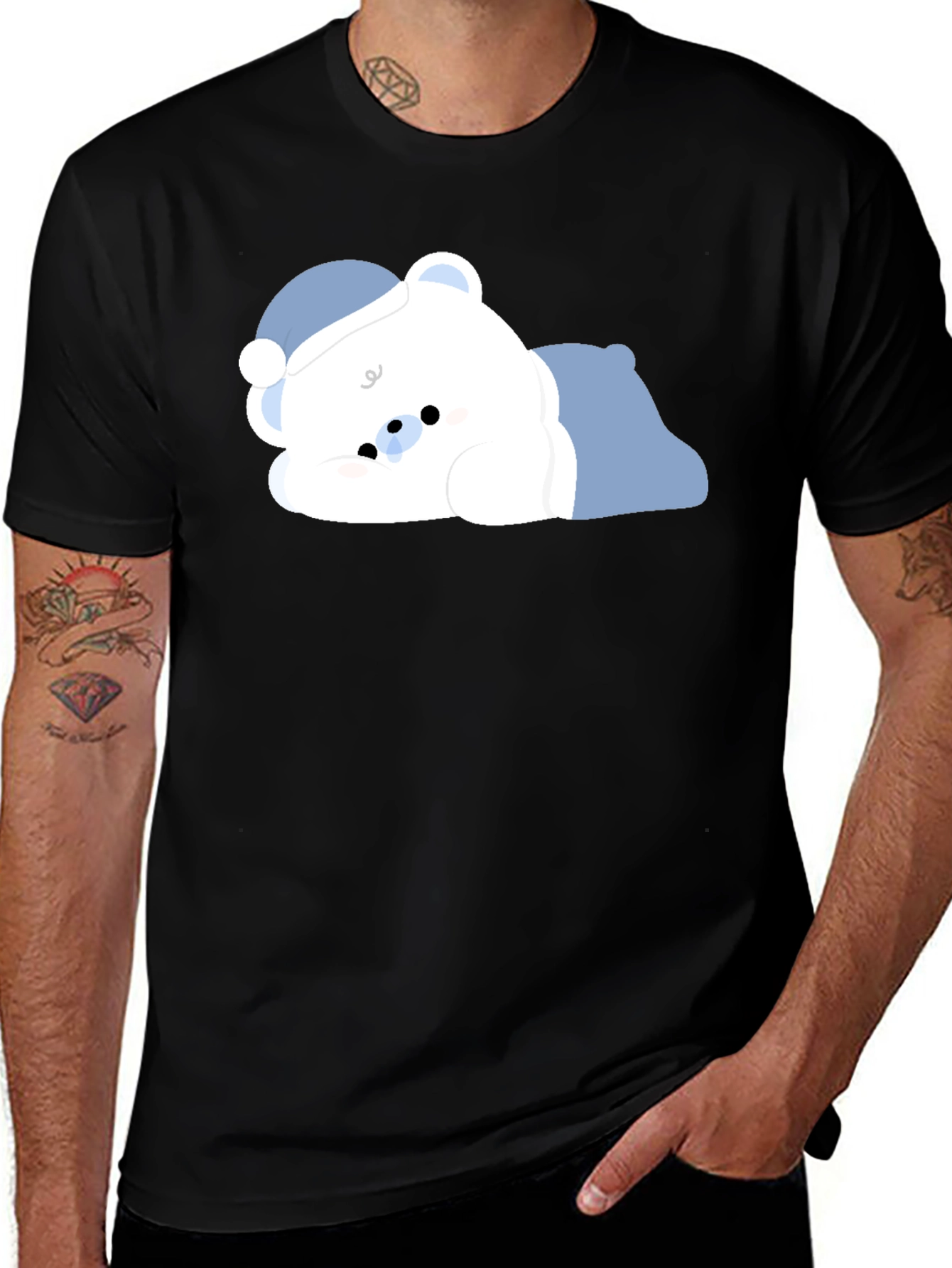 Variant 20 of Cute Sleeping Bear Black T-Shirt