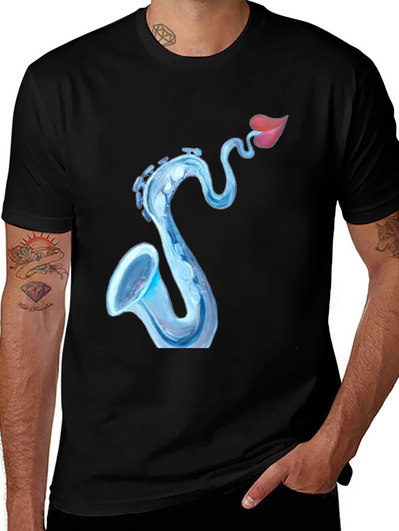 Variant 13 of Saxophone Lips Graphic Tee - Cool Music Lover Shirt